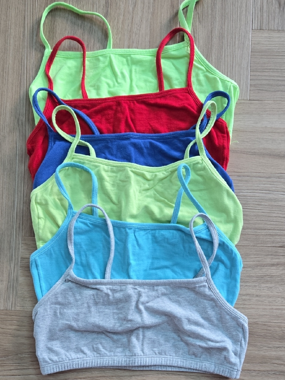Fruit of the Loom Multi Colors Spaghetti-Strap Crop Tops Bundle 6 Size 36